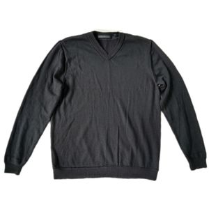 100% Extra Fine Merino Wool Transcript Gray V-Neck Medium Weight Sweater